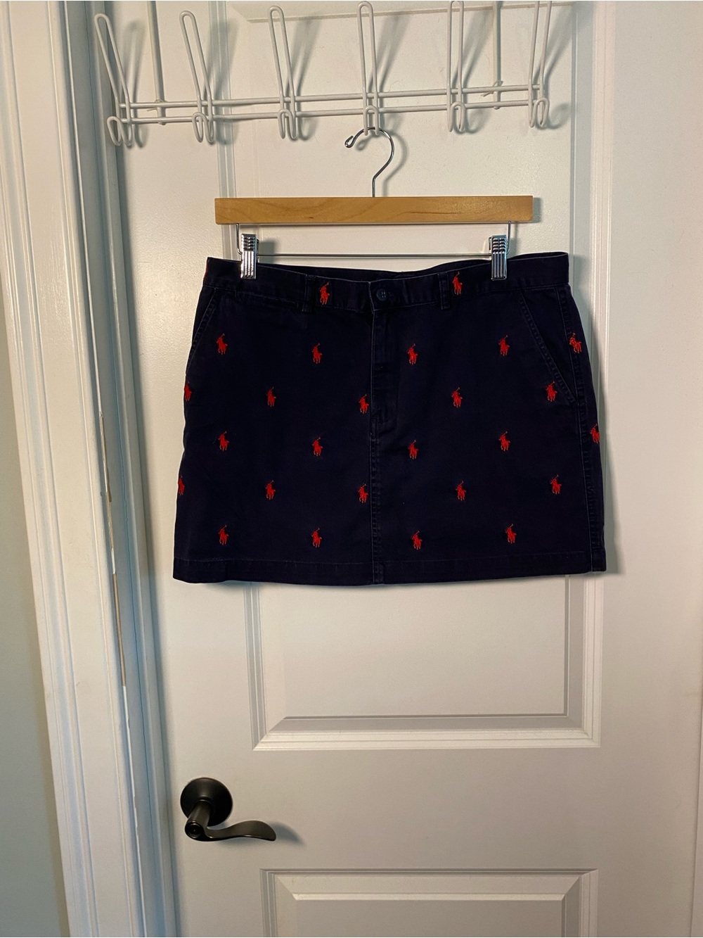 Ralph Lauren Sport Navy Mini Skirt with Red Polo Embroidery